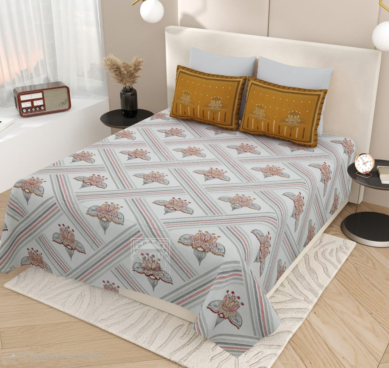 KASHIDA Double Bed Bedsheet