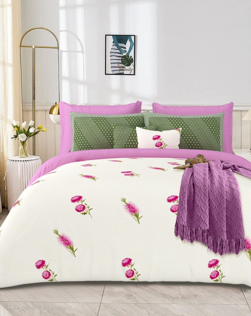 SNOW WHITE Double Bed Bedsheet