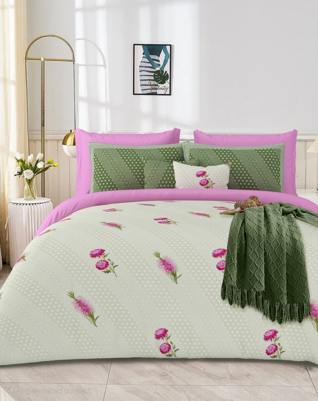 SNOW WHITE Double Bed Bedsheet