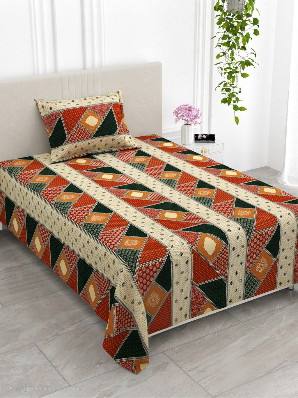 BAGRU GOLD Single Bed Bedsheet