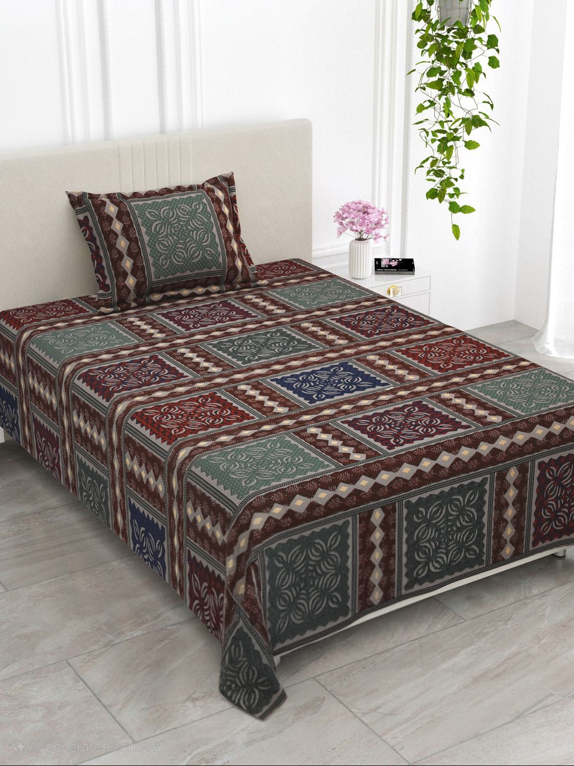 BAGRU GOLD Single Bed Bedsheet