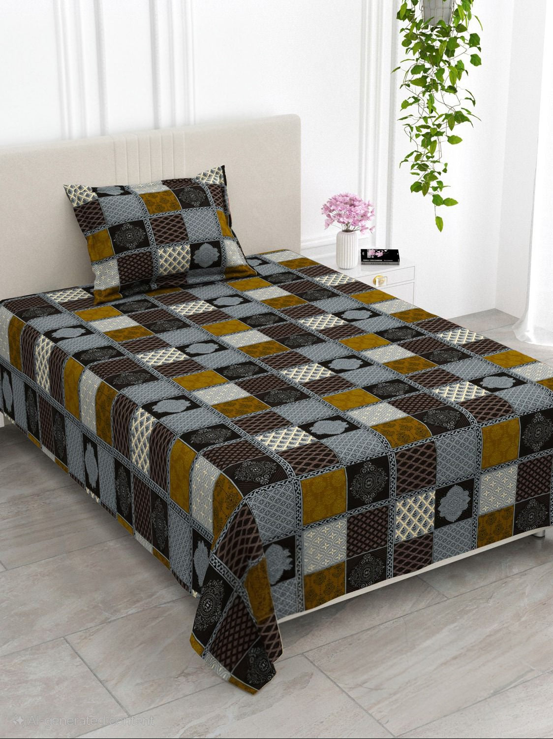BAGRU GOLD Single Bed Bedsheet