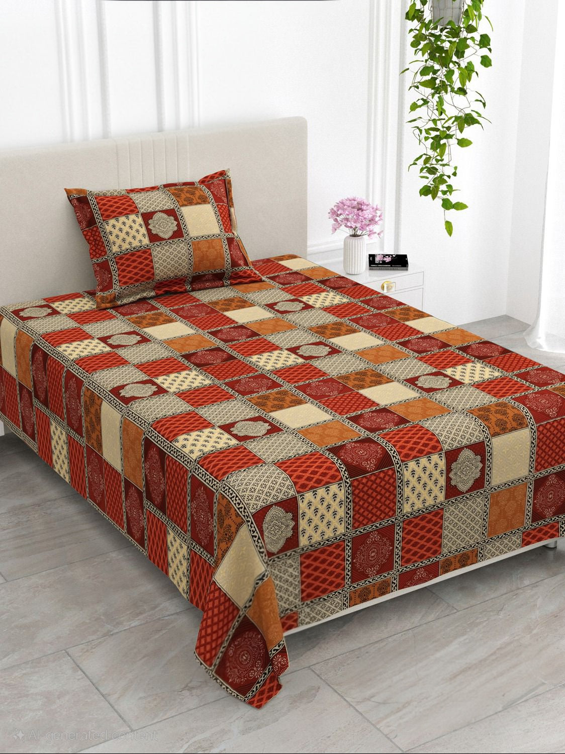 BAGRU GOLD Single Bed Bedsheet