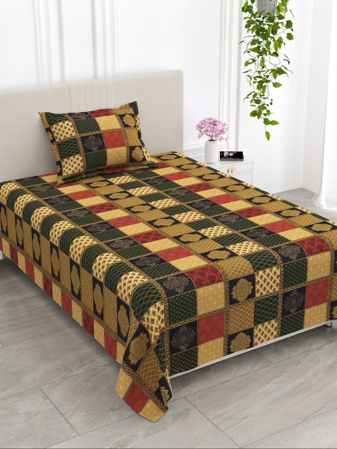 BAGRU GOLD Single Bed Bedsheet