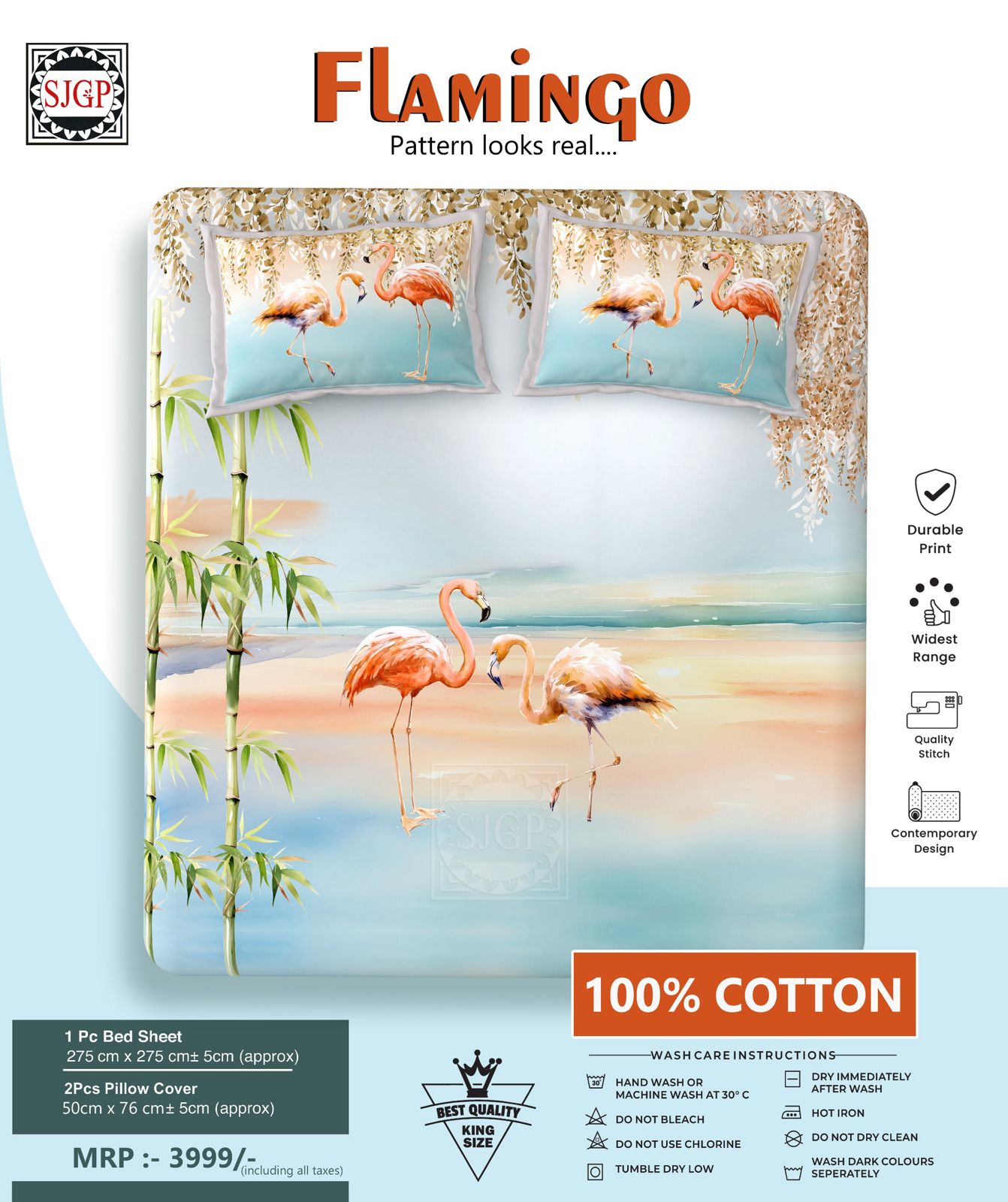 FLAMINGO Double Bed Bedsheet