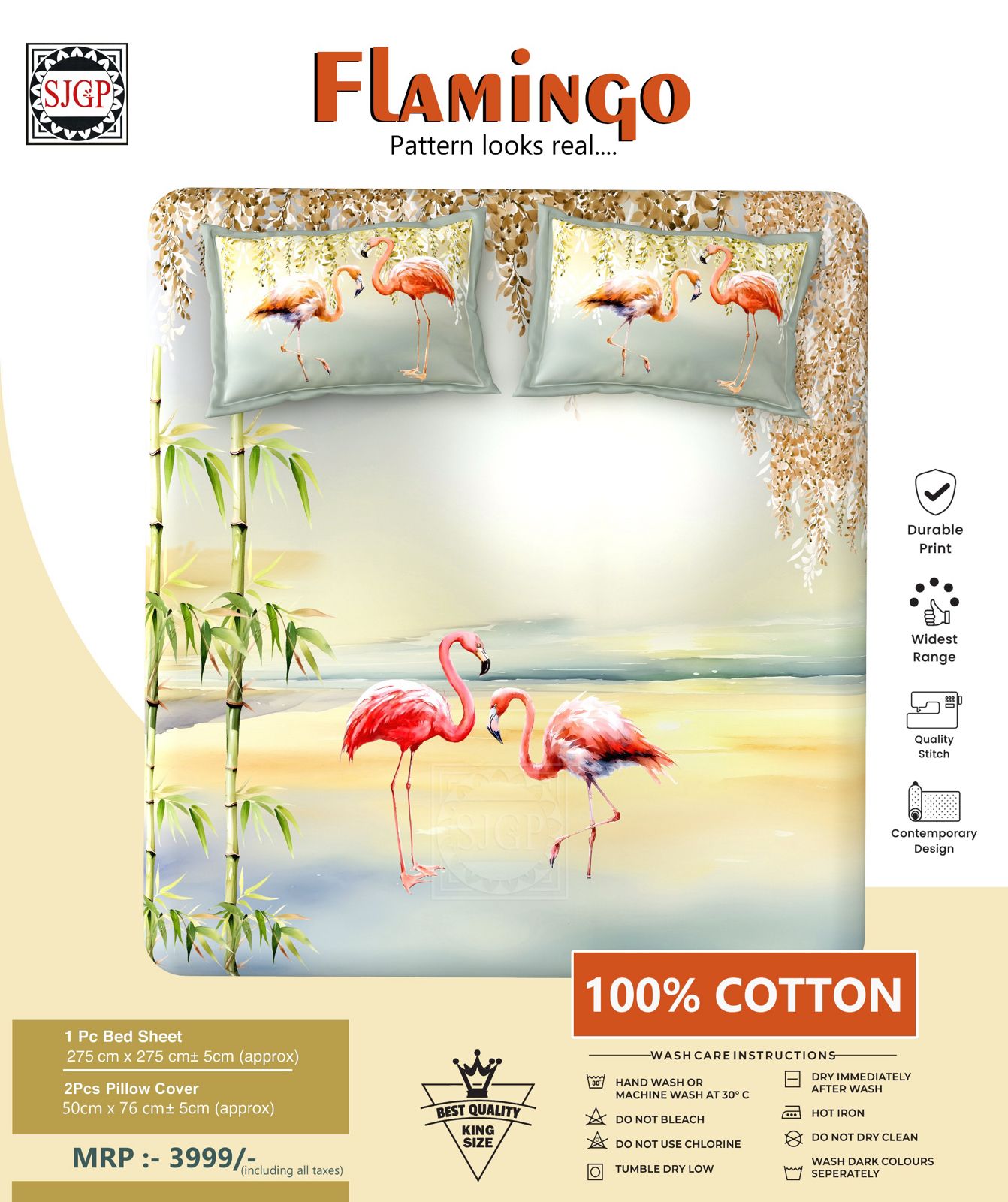 FLAMINGO Double Bed Bedsheet