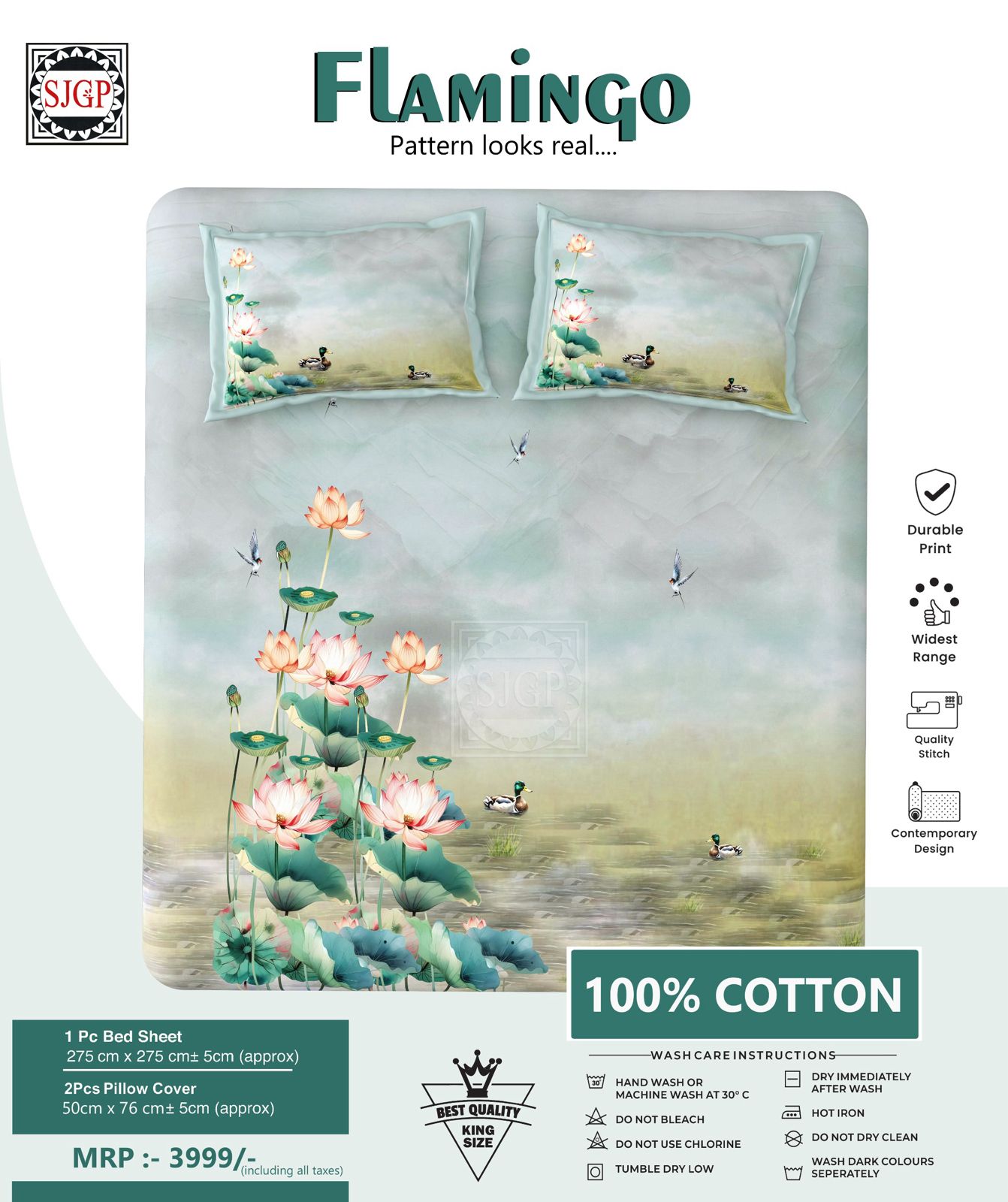 FLAMINGO Double Bed Bedsheet