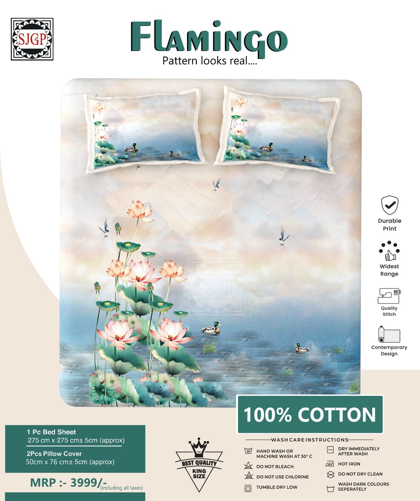 FLAMINGO Double Bed Bedsheet