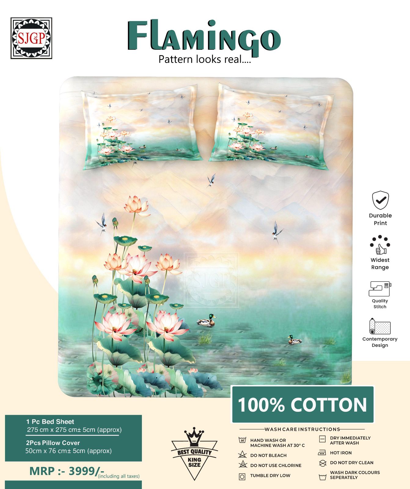 FLAMINGO Double Bed Bedsheet