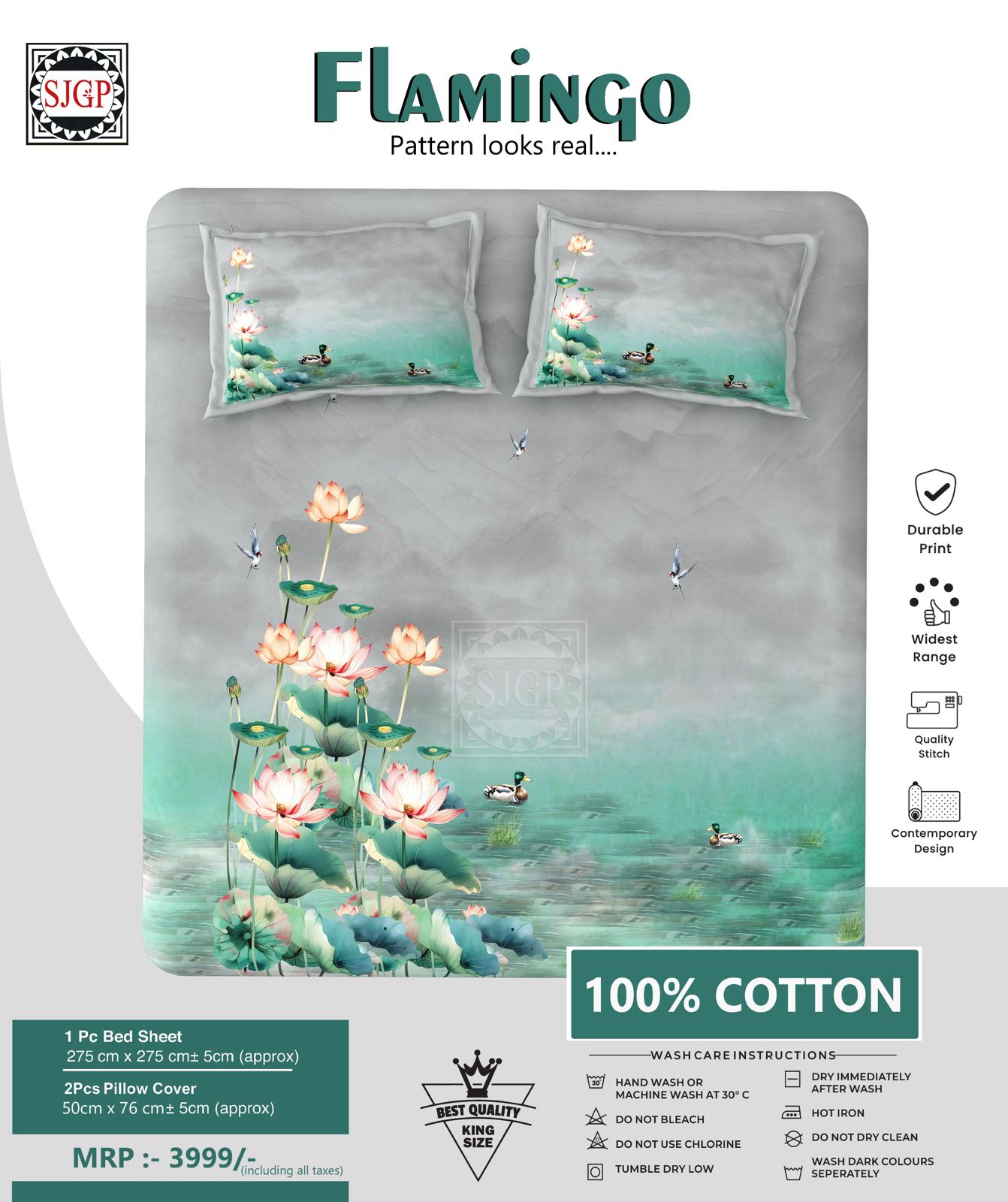 FLAMINGO Double Bed Bedsheet
