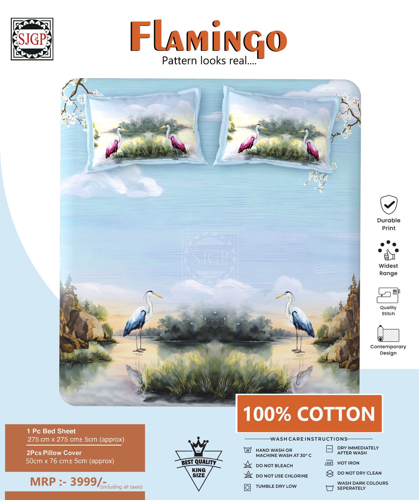FLAMINGO Double Bed Bedsheet