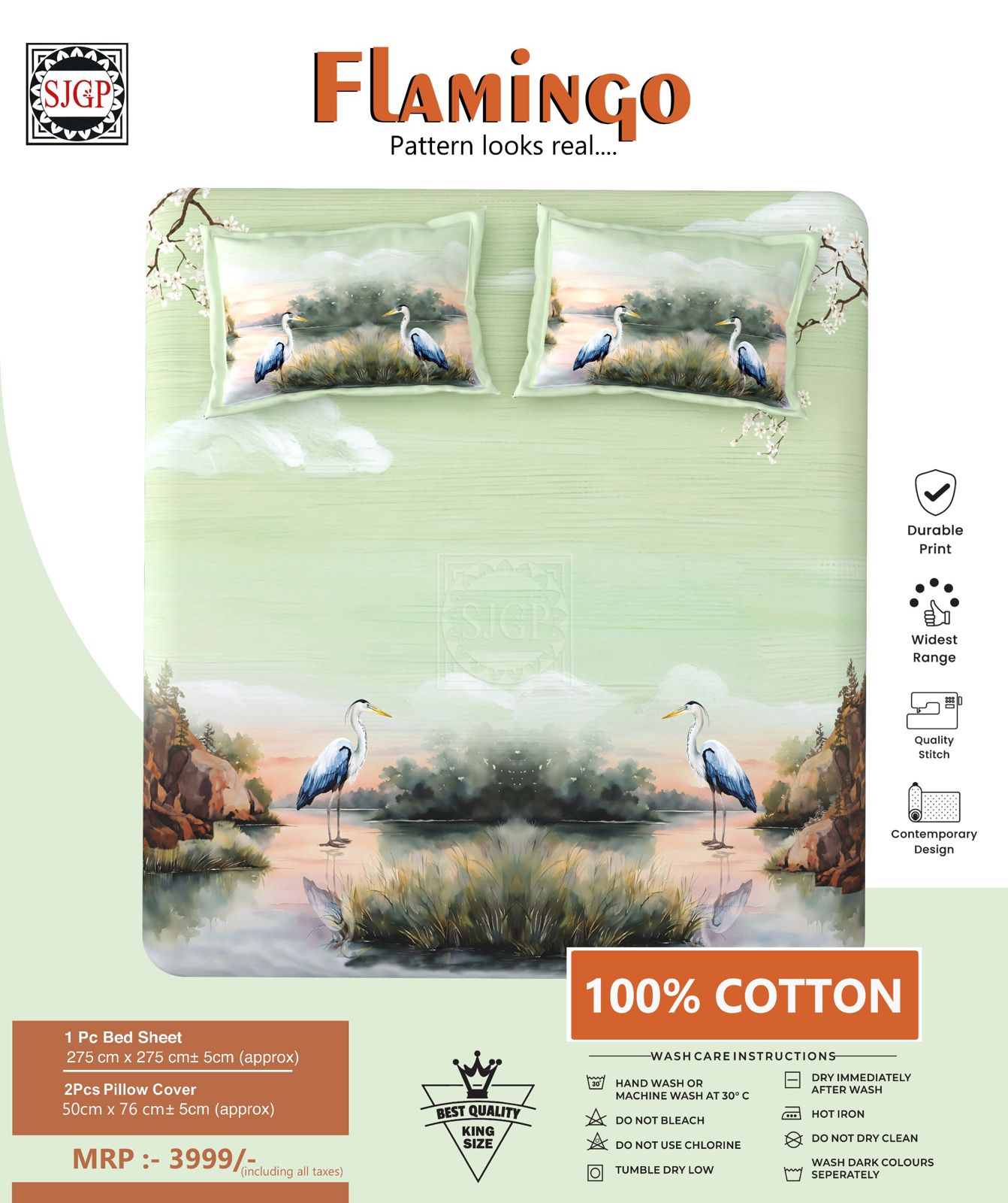 FLAMINGO Double Bed Bedsheet