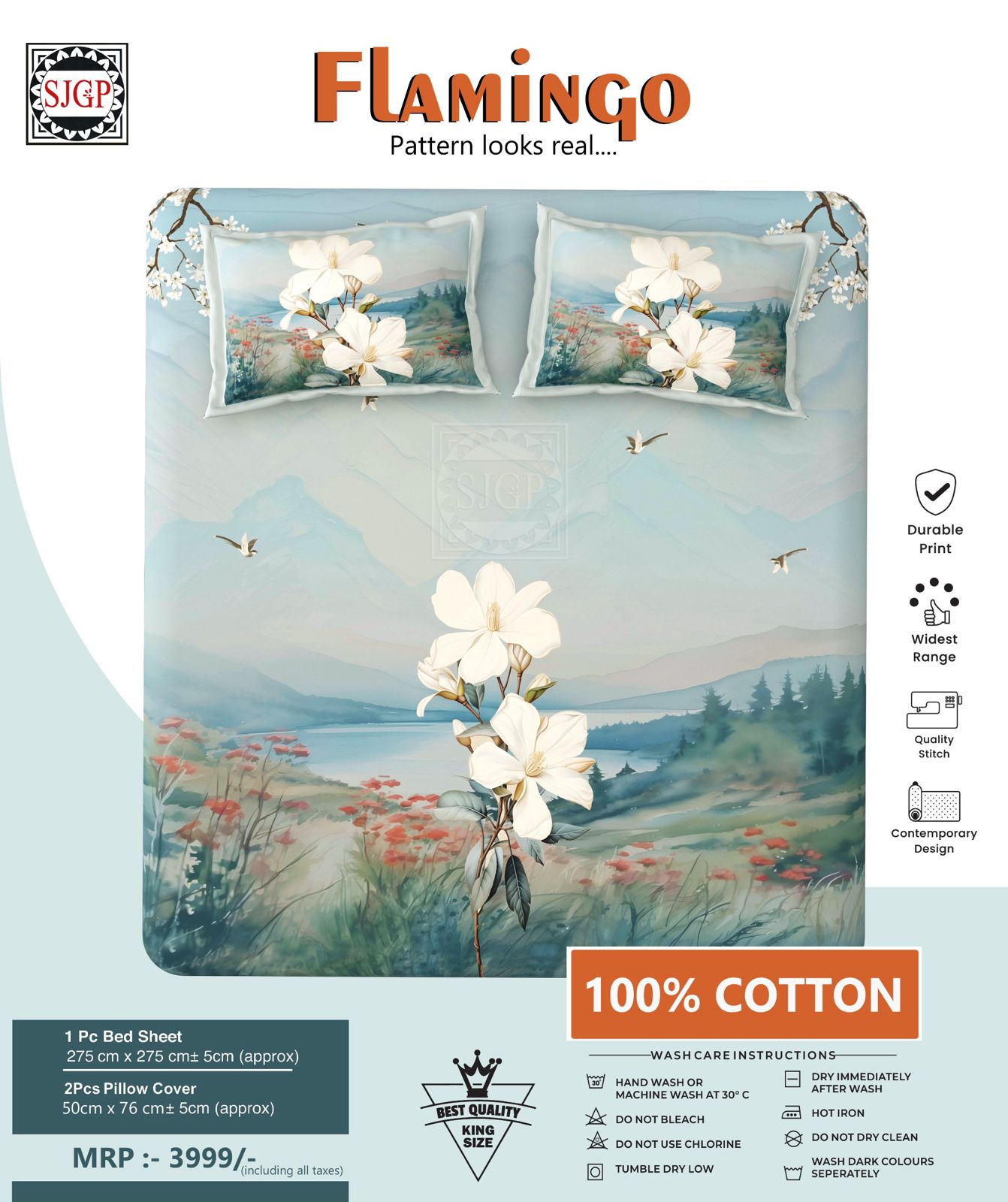FLAMINGO Double Bed Bedsheet