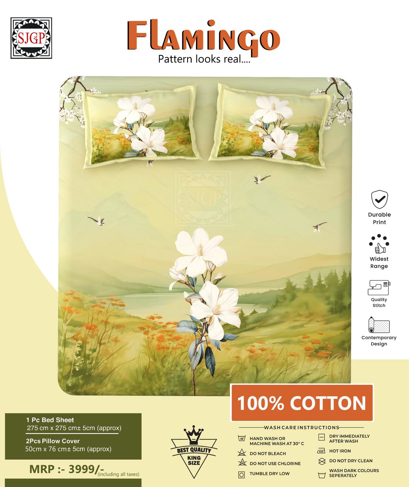 FLAMINGO Double Bed Bedsheet