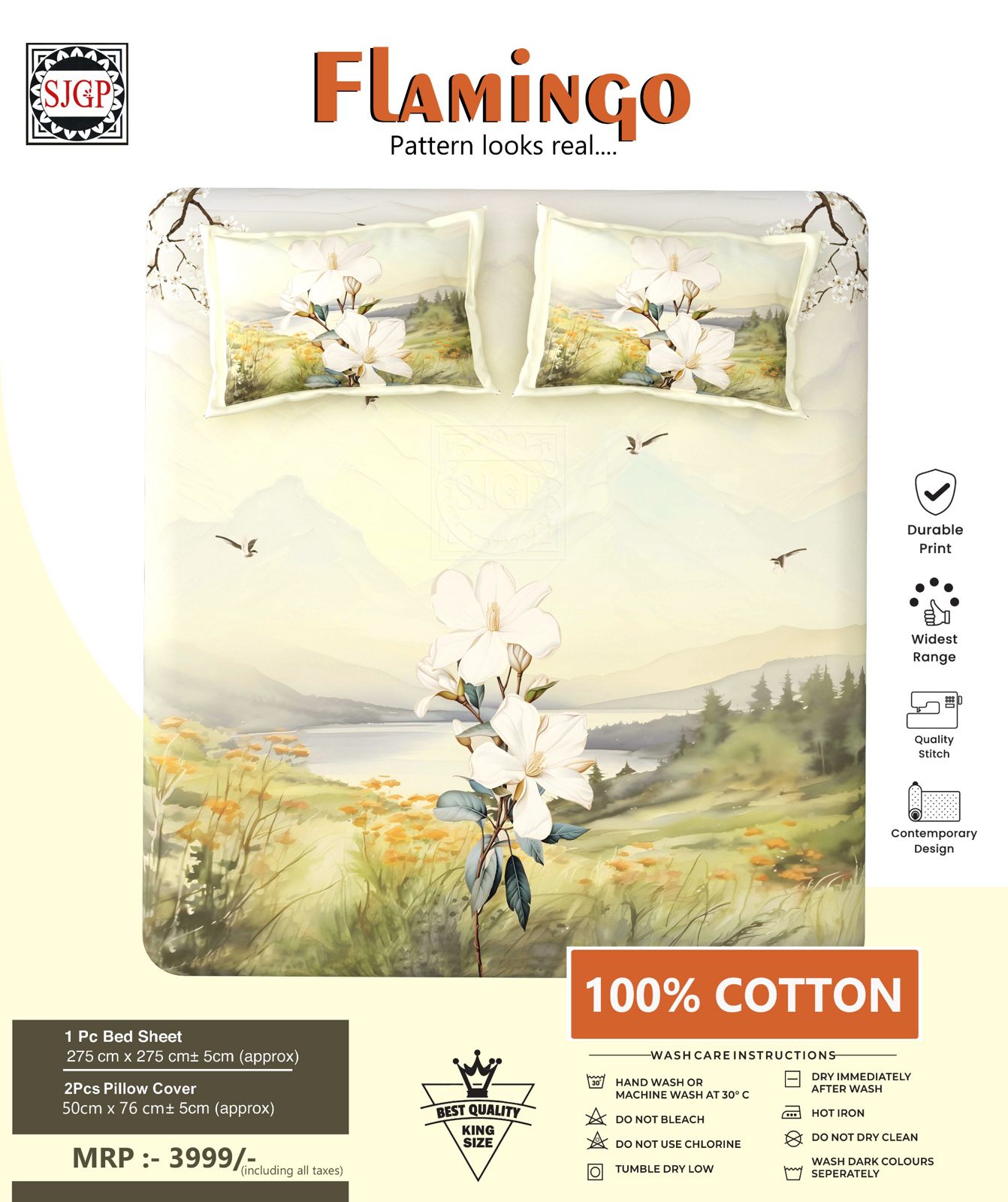 FLAMINGO Double Bed Bedsheet