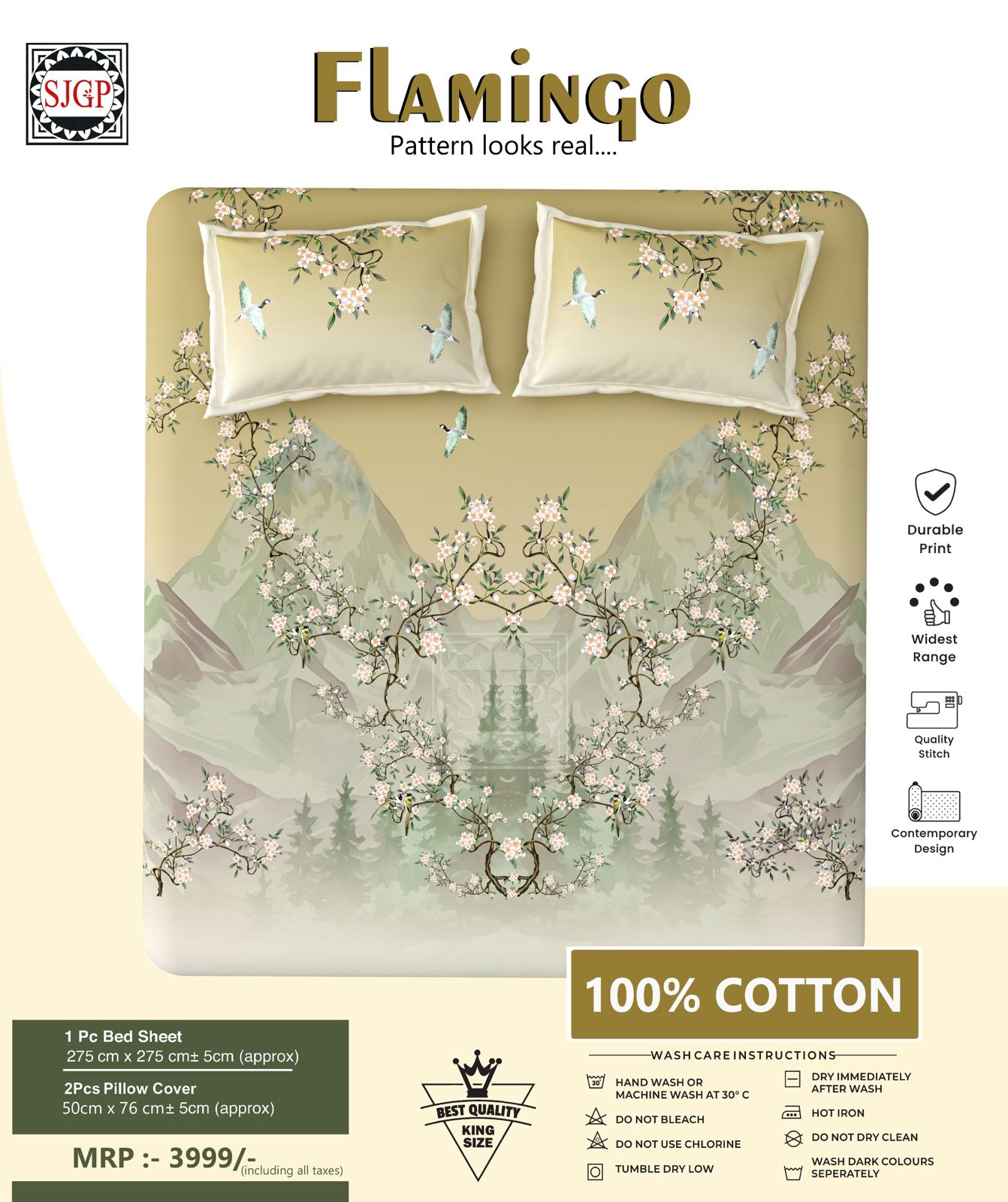 FLAMINGO Double Bed Bedsheet