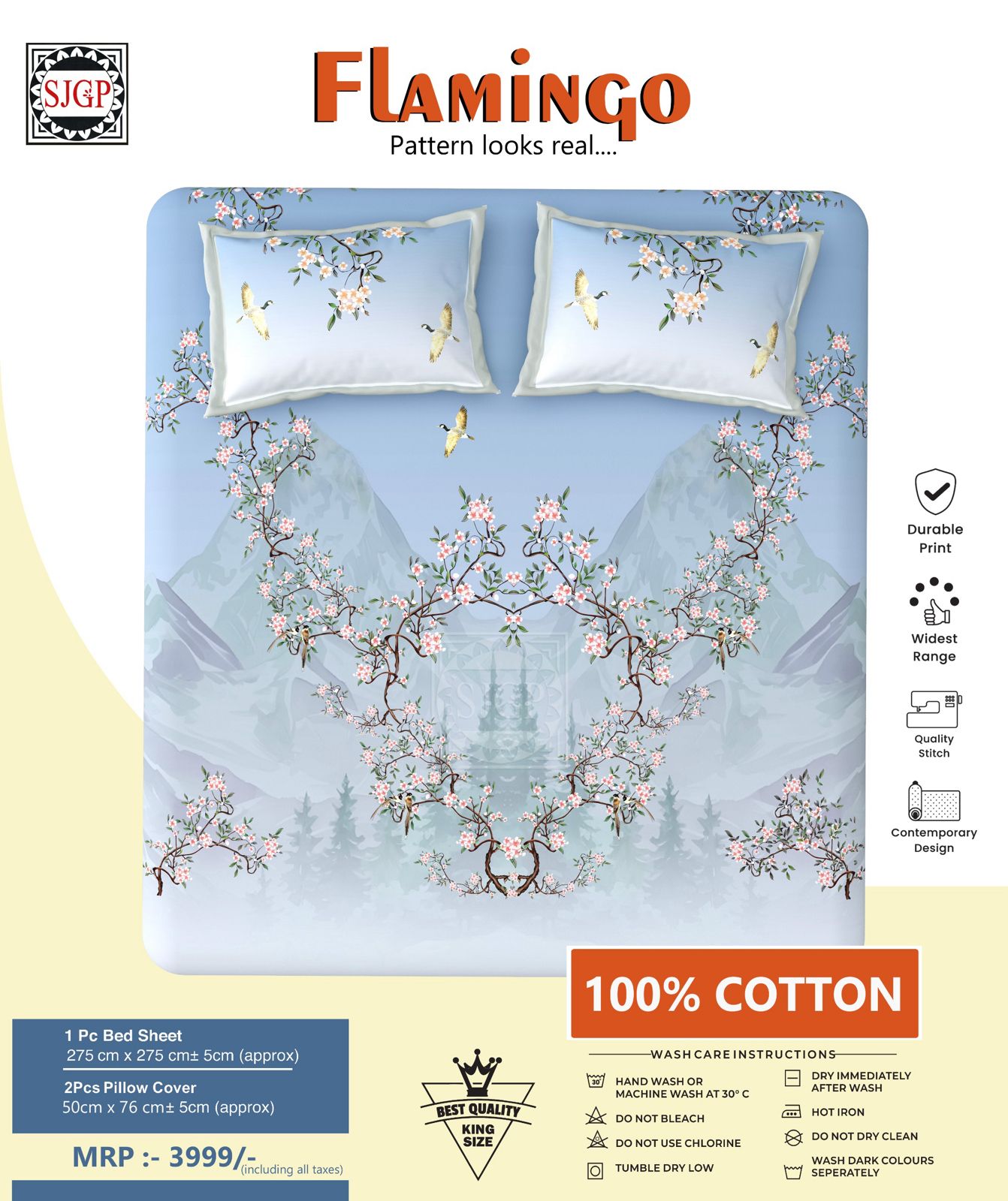 FLAMINGO Double Bed Bedsheet