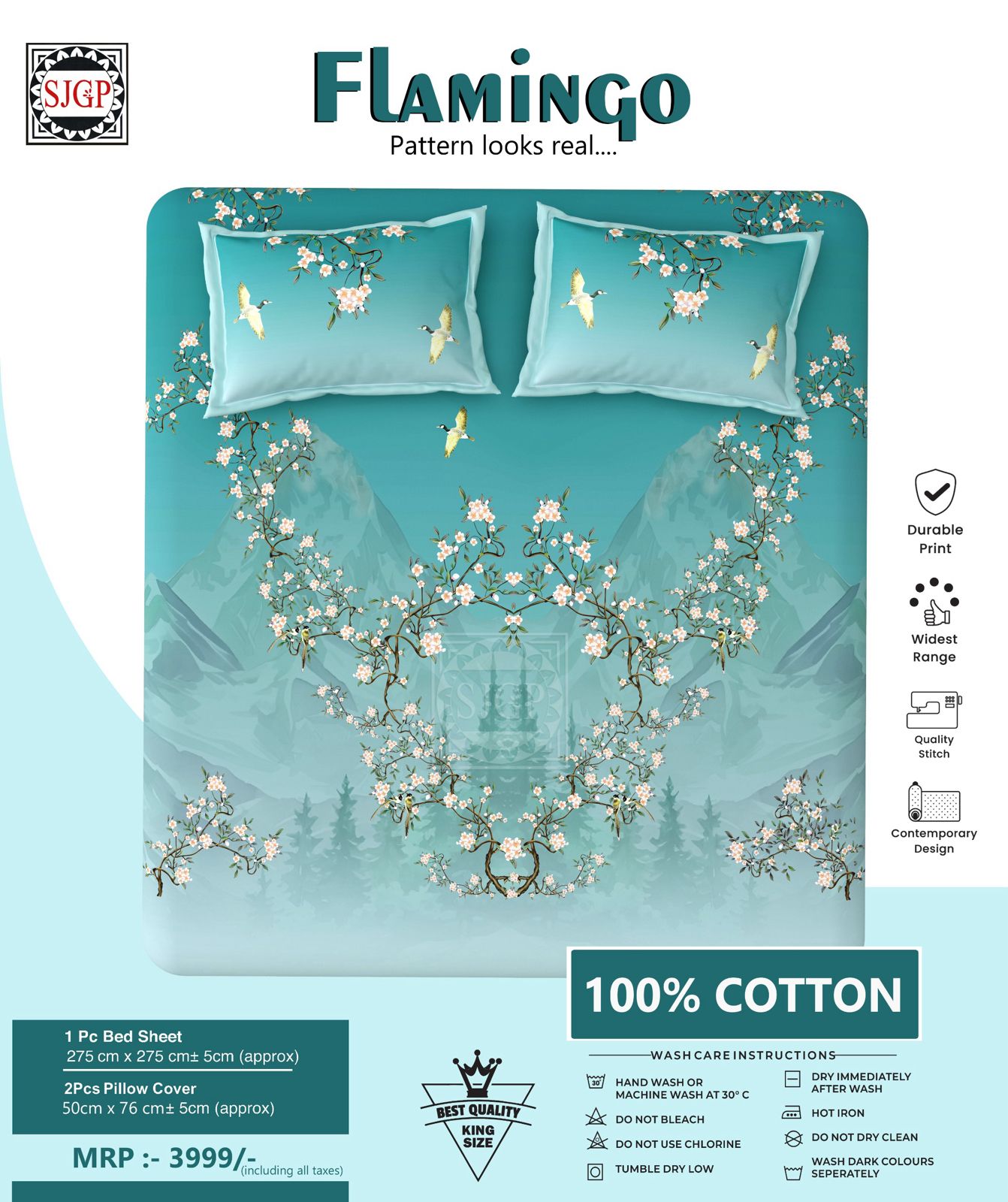 FLAMINGO Double Bed Bedsheet