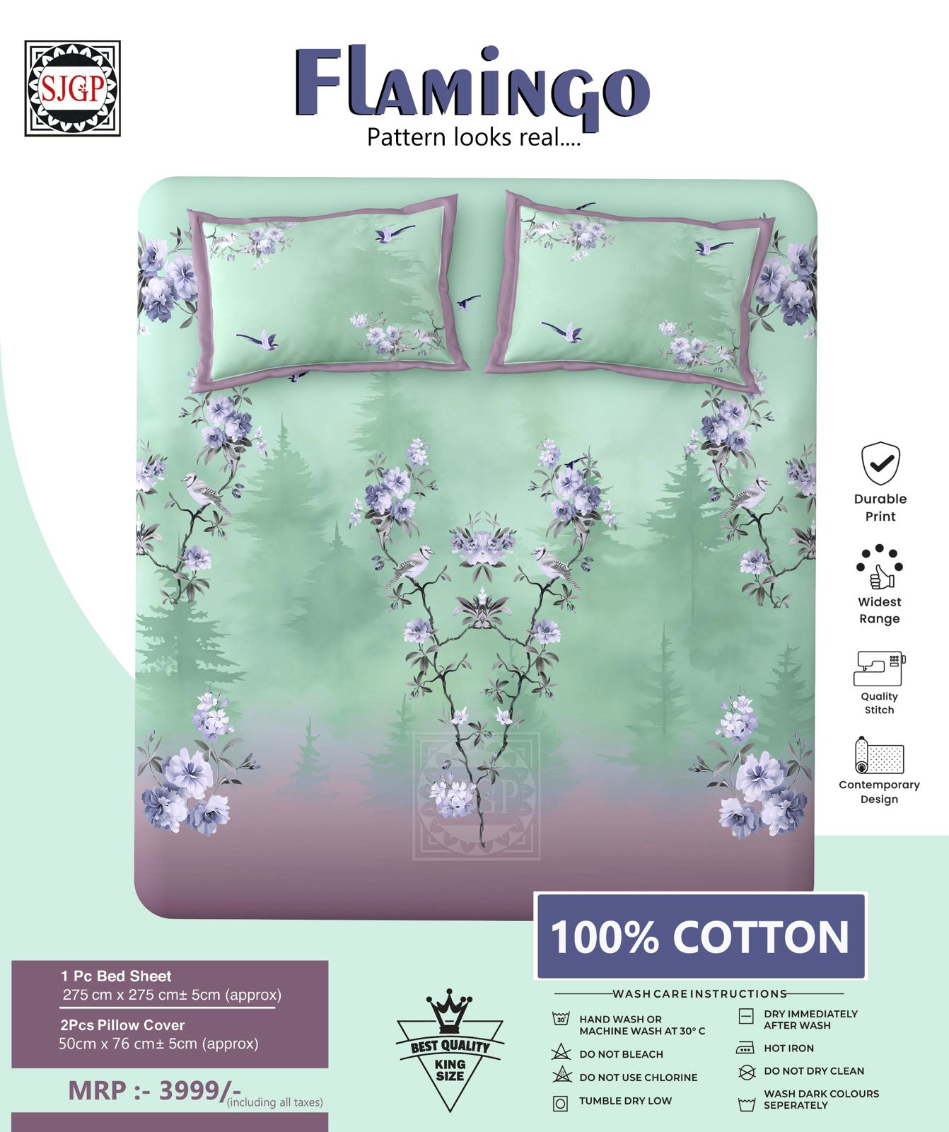 FLAMINGO Double Bed Bedsheet