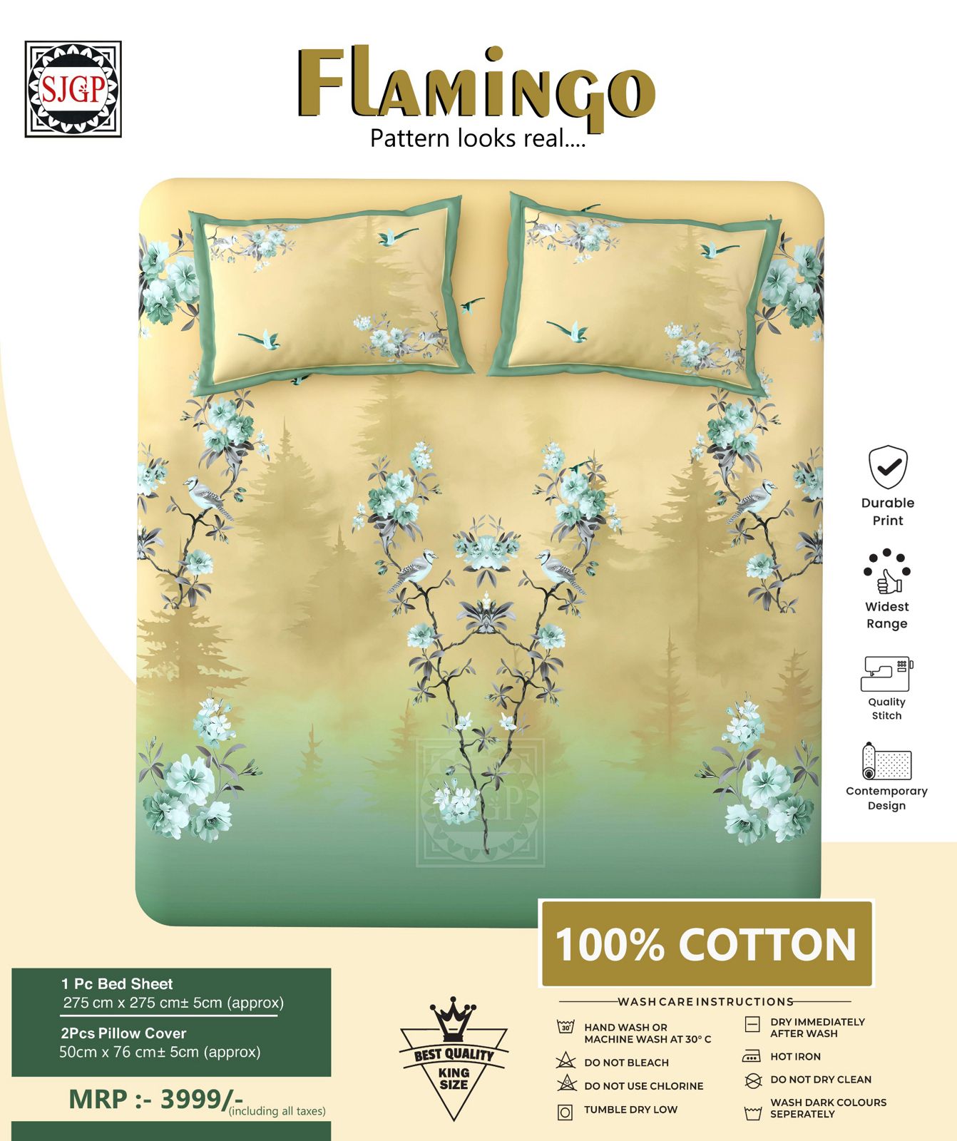 FLAMINGO Double Bed Bedsheet