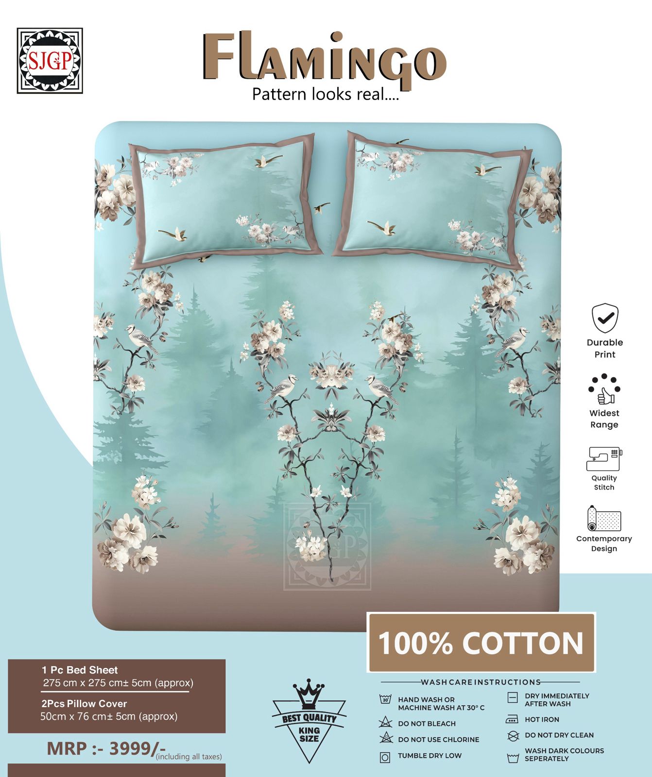 FLAMINGO Double Bed Bedsheet