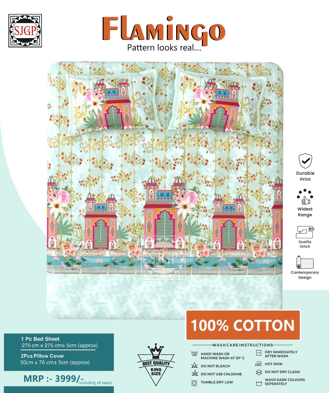 FLAMINGO Double Bed Bedsheet