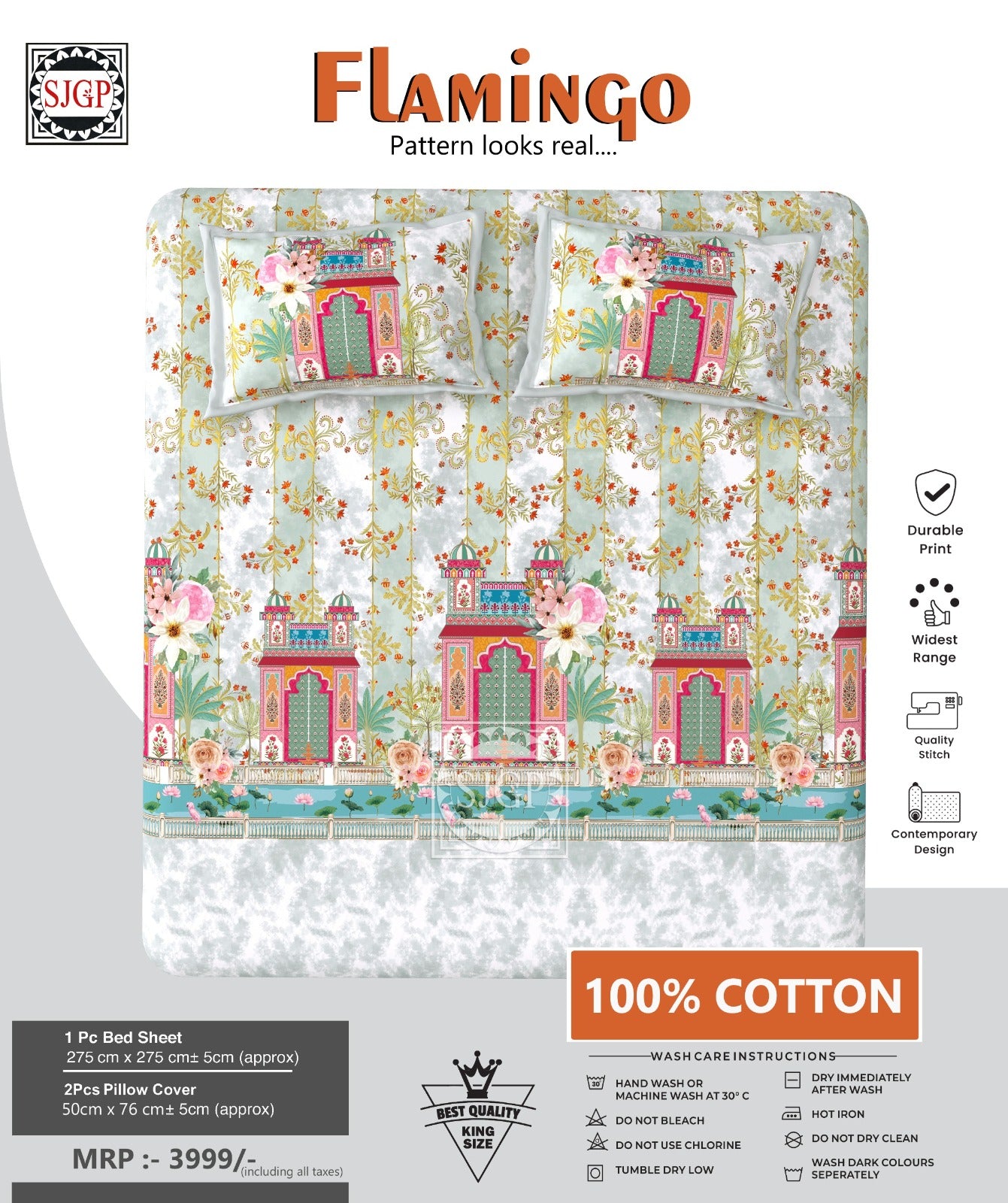 FLAMINGO Double Bed Bedsheet