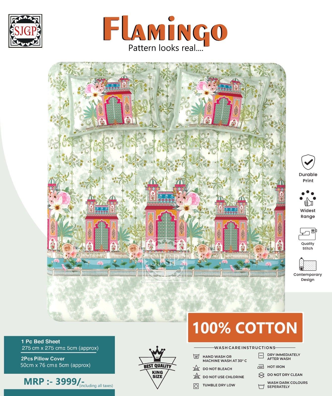 FLAMINGO Double Bed Bedsheet