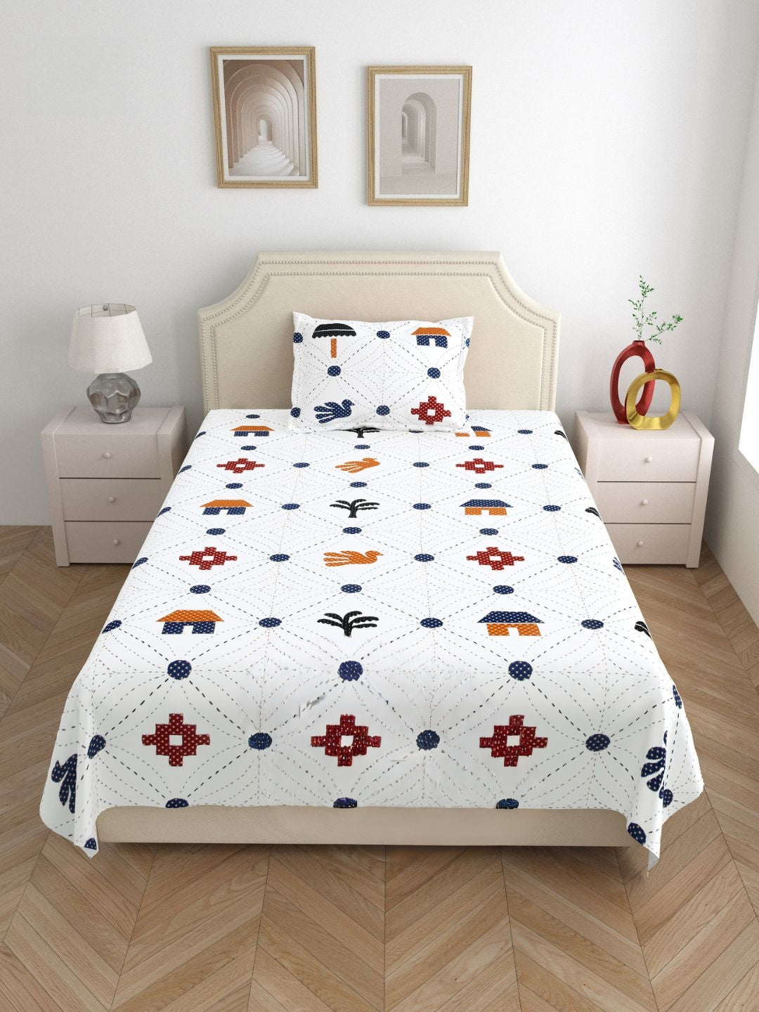 GUJRI PATCH Single Bed Bedsheet